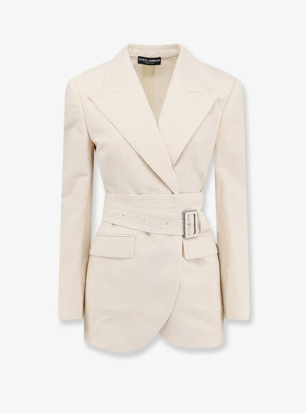 Dolce & Gabbana Taormina Rustic Canvas Blazer Bianco