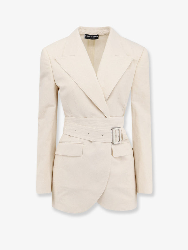 Dolce & Gabbana Taormina Rustic Canvas Blazer Bianco