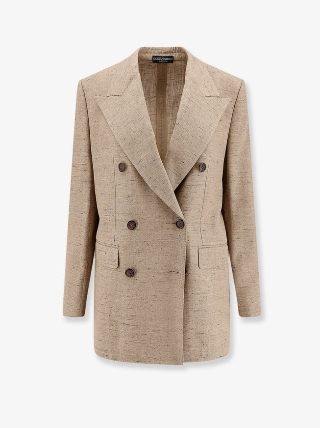 Dolce & Gabbana Viscose And Linen Blazer Melangebiancobeige