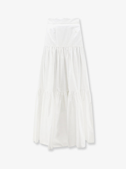 Dolce & Gabbana Flounced Poplin Long Skirt 36 Bianco