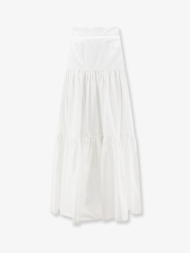 Dolce & Gabbana Flounced Poplin Long Skirt 36 Bianco