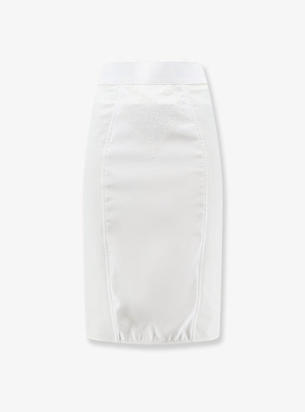 Dolce & Gabbana Satin And Powernet Midi Skirt 40 Bianco