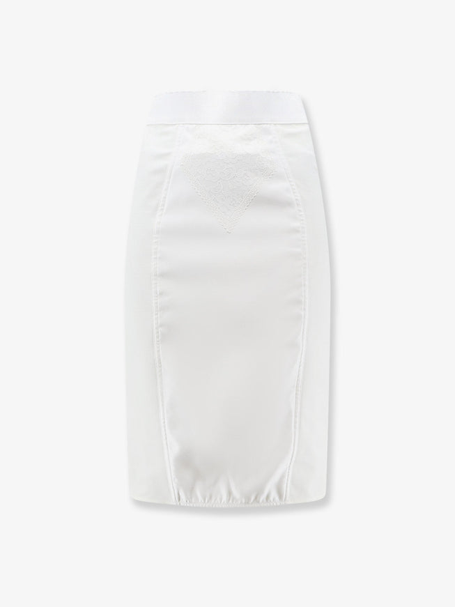 Dolce & Gabbana Satin And Powernet Midi Skirt 40 Bianco