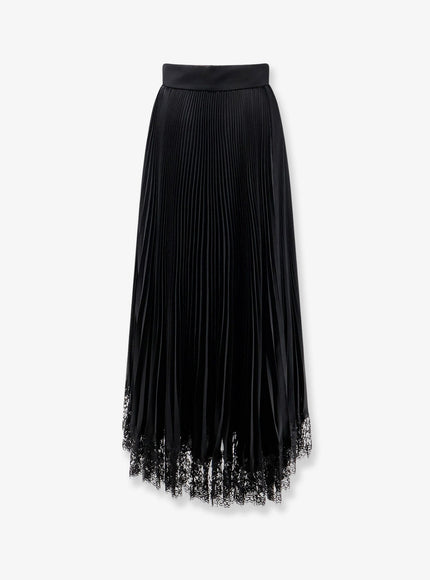 Dolce & Gabbana Long Pleated Skirt With Lace At The Bottom 40 Nero