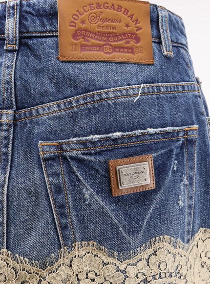 Dolce & Gabbana Denim Skirt With Lace