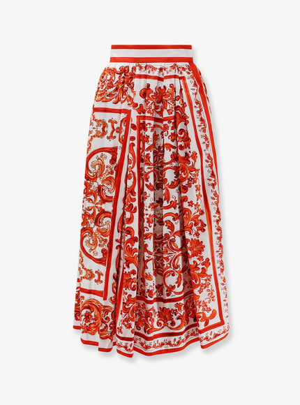 Dolce & Gabbana Cotton Skirt With Maiolica Print 38 Bianco