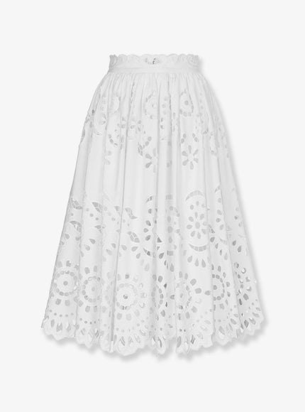 Dolce & Gabbana Cotton Midi Skirt With Cut-Out Details 42 Bianco