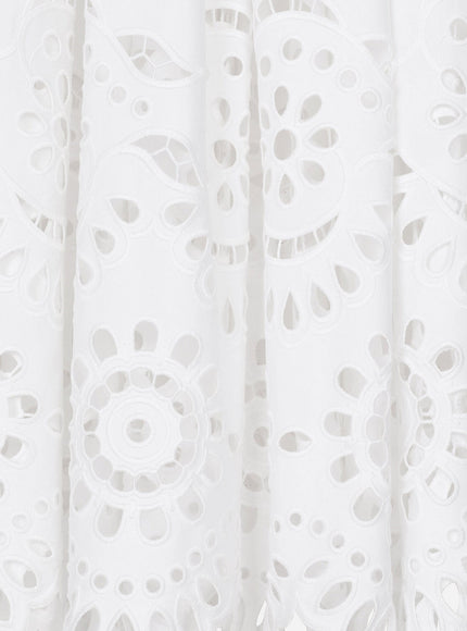 Dolce & Gabbana Long Cotton Poplin Skirt With Cut-Out Embroidery