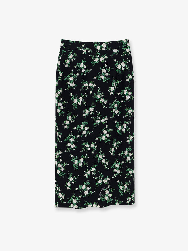 Dolce & Gabbana Silk Skirt With Floral Print Nero