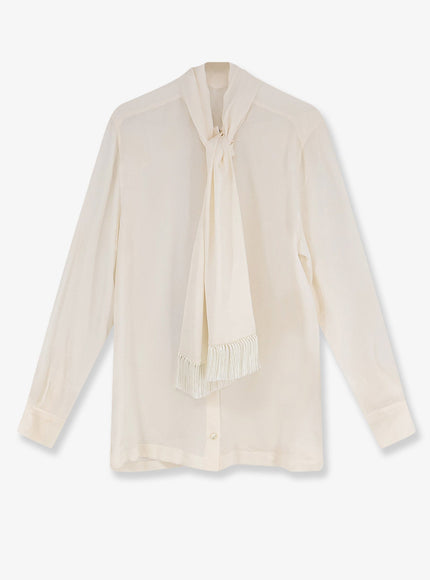 Dolce & Gabbana Silk Shirt With Tie Band Detail Bianco