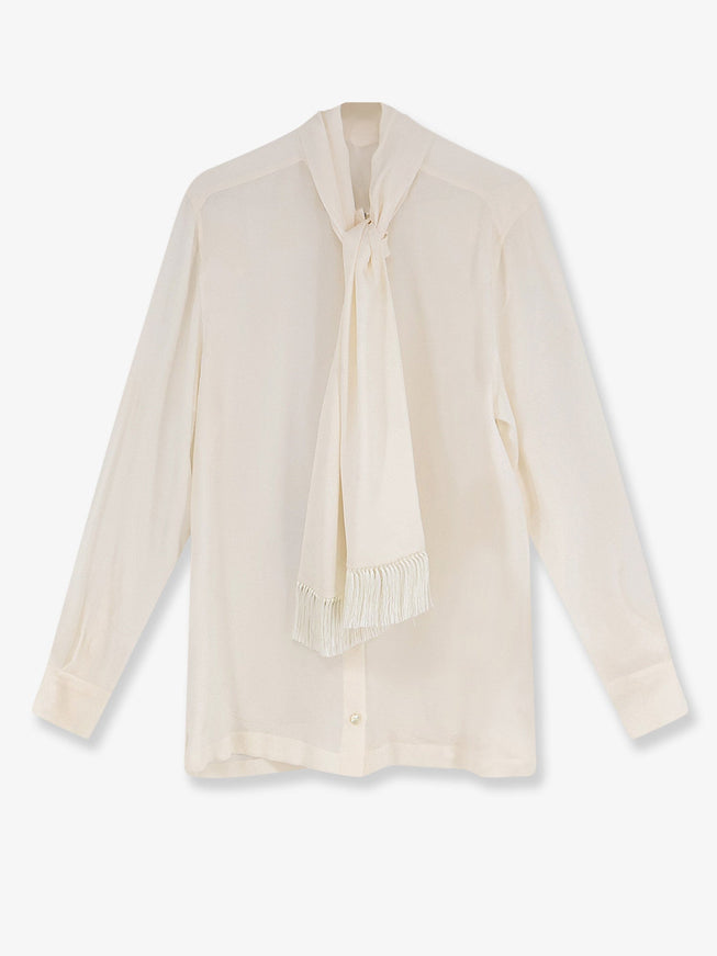Dolce & Gabbana Silk Shirt With Tie Band Detail Bianco