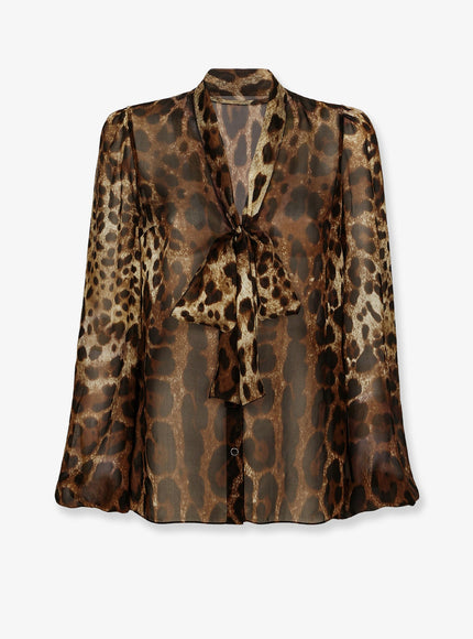 Dolce & Gabbana Chiffon Shirt With Animal Print 38 Leopardato