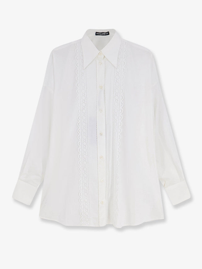 Dolce & Gabbana Oversize Cotton Shirt With Laces Profiles Bianco