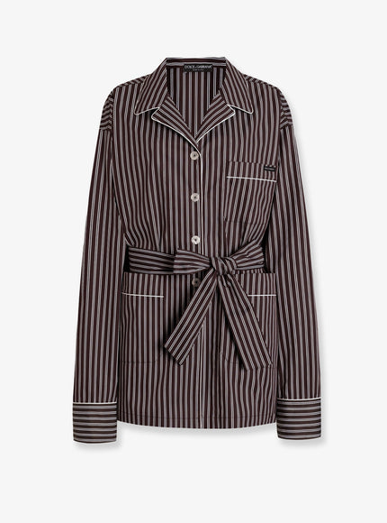 Dolce & Gabbana Camicia Pigiama Vanity In Popeline Rigato