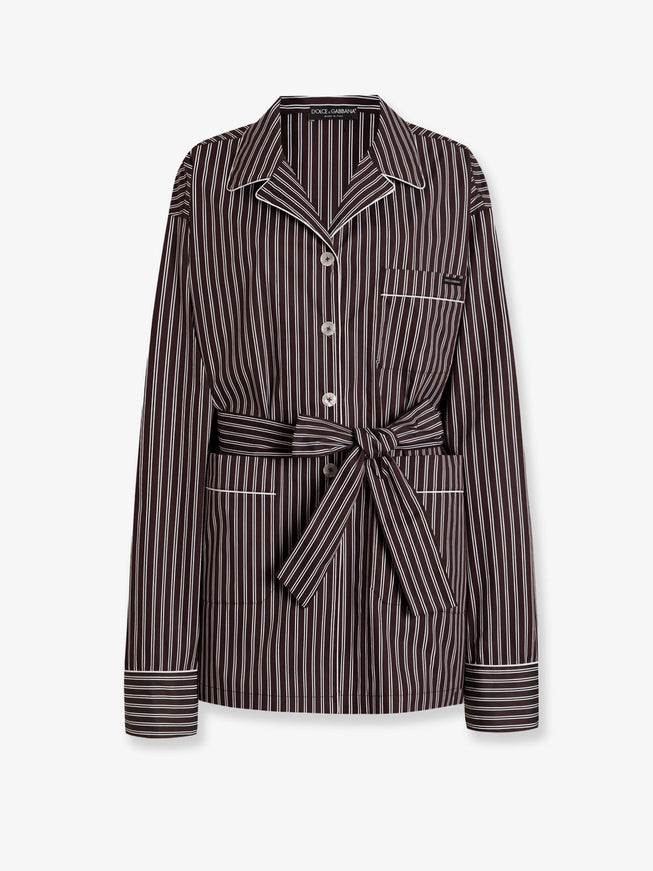 Dolce & Gabbana Camicia Pigiama Vanity In Popeline Rigato