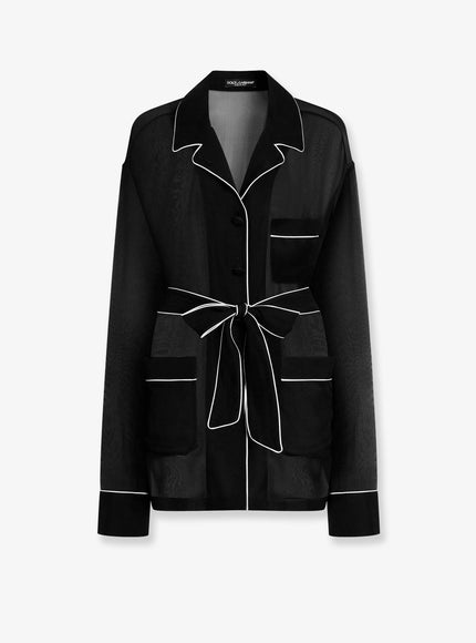 Dolce & Gabbana Camicia Pigiama Vanity In Popeline Nero
