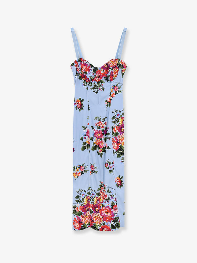 Dolce & Gabbana Satin Bustier Dress Celeste