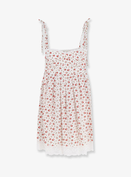 Dolce & Gabbana Poplin Dress With Roselline Print Bianco