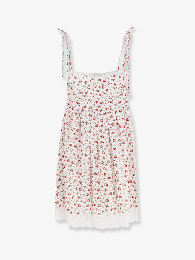 Dolce & Gabbana Poplin Dress With Roselline Print Bianco