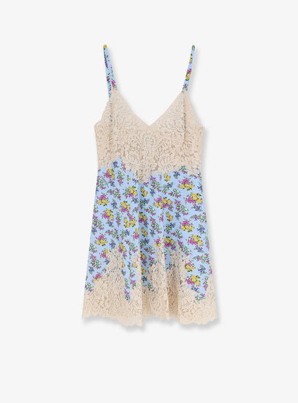 Dolce & Gabbana Silk Blend Dress With A Mazzolini Di Fiori Print Nero