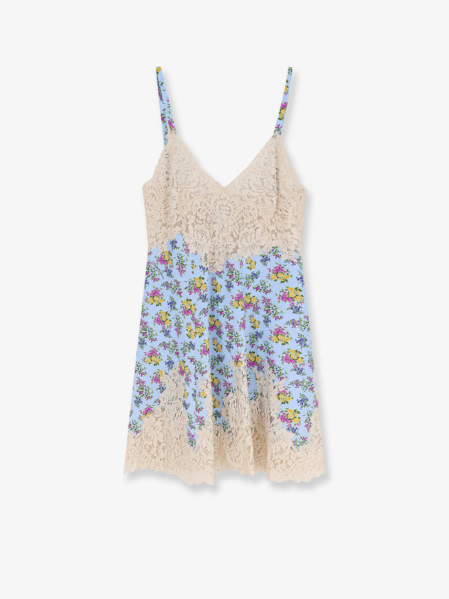 Dolce & Gabbana Silk Blend Dress With A Mazzolini Di Fiori Print Nero