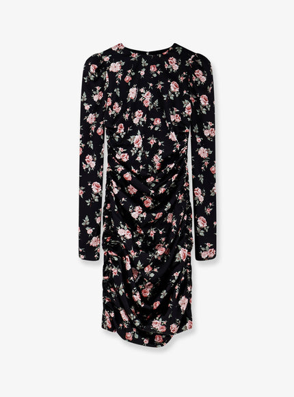 Dolce & Gabbana Stretch Silk Mini Dress With Iconic Print 40 Rose Vintage