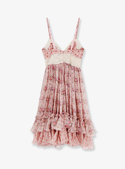 Dolce & Gabbana Chiffon Dress With A Mazzolini Di Fiori Print