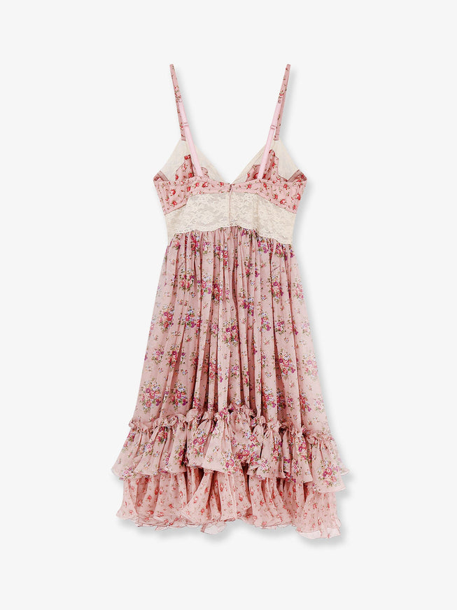 Dolce & Gabbana Chiffon Dress With A Mazzolini Di Fiori Print