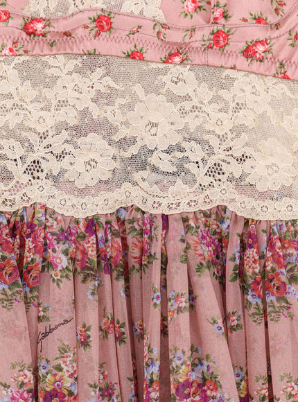 Dolce & Gabbana Chiffon Dress With A Mazzolini Di Fiori Print