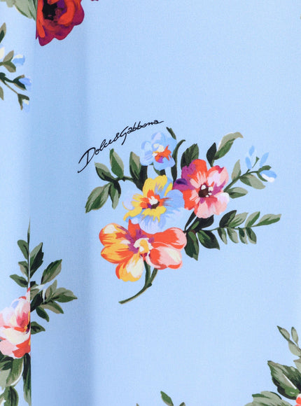 Dolce & Gabbana Long Charmeuse Dress With Mazzo Di Fiori Print