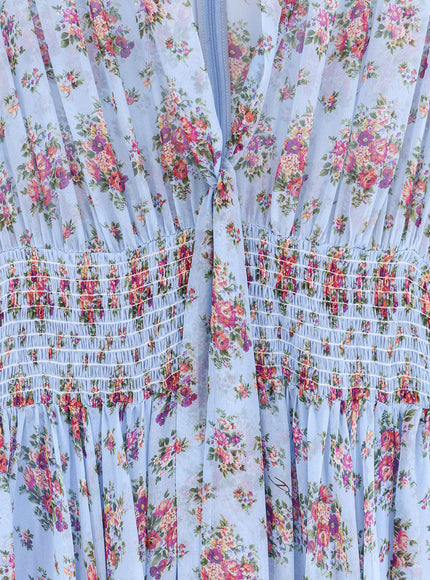 Dolce & Gabbana Long Chiffon Dress With Stampa Mazzo Di Fiori Print