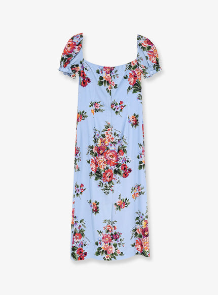 Dolce & Gabbana Silk Stretch Dress With Mazzo Di Fiori Print