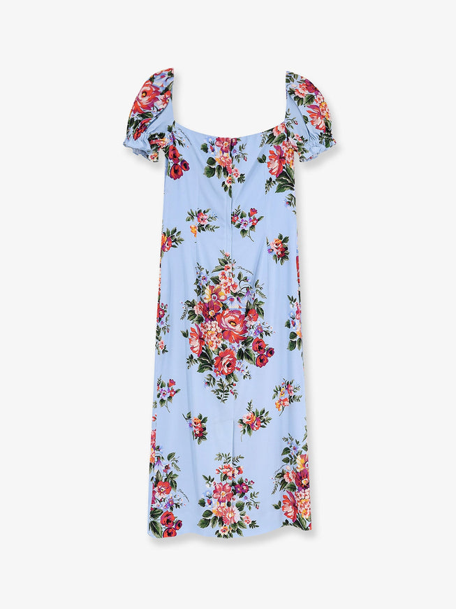 Dolce & Gabbana Silk Stretch Dress With Mazzo Di Fiori Print