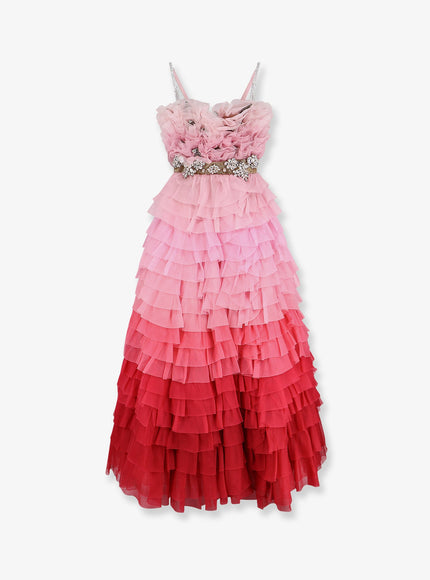 Dolce & Gabbana Flounced Chiffon Long Dress 40 Fantasia
