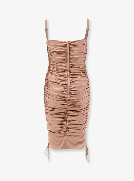 Dolce & Gabbana Stretch Silk Dress With Lateral Drawstring
