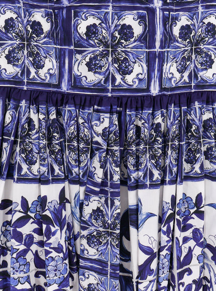 Dolce & Gabbana Cotton Dress With Maiolica Print