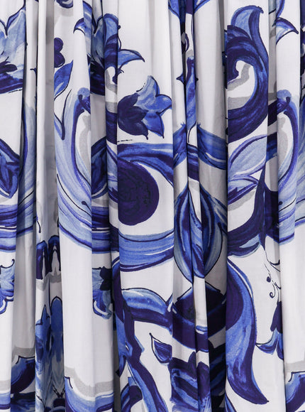 Dolce & Gabbana Cotton Long Dress With Maiolica Print