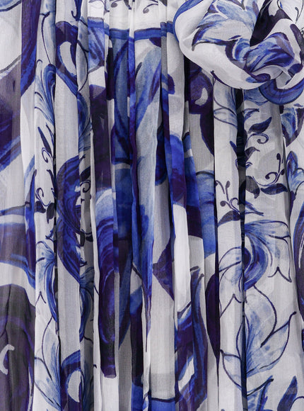 Dolce & Gabbana Silk Long Dress With Maiolica Print