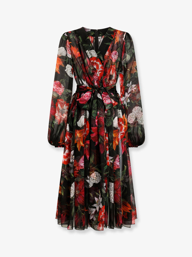 Chiffon dress with floral print