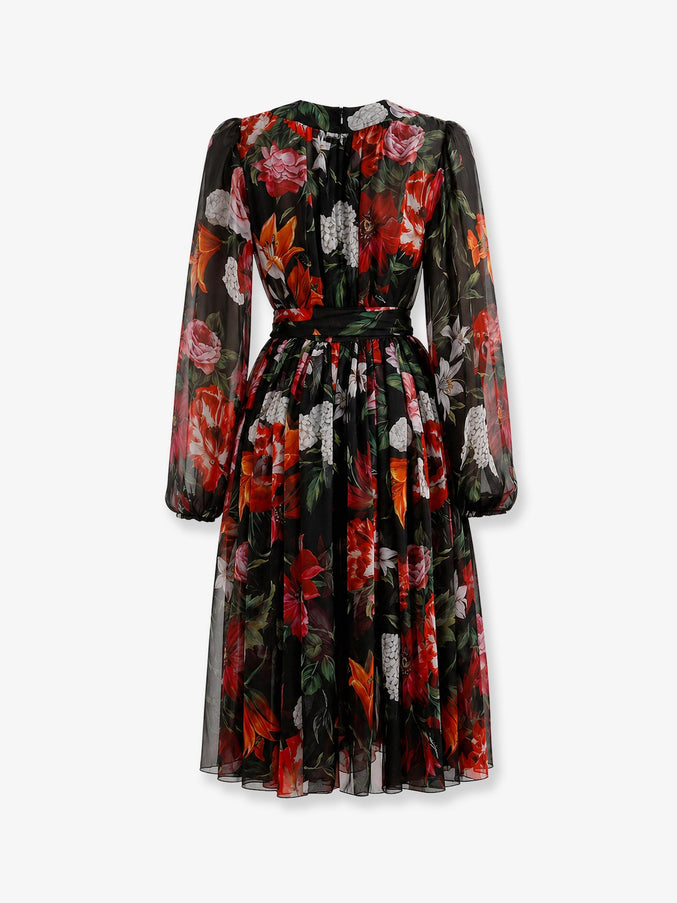 Dolce & Gabbana Chiffon Dress With Floral Print