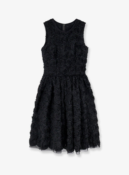 Dolce & Gabbana Dress With Embossed Roses Motif 40 Nero