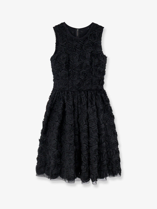 Dolce & Gabbana Dress With Embossed Roses Motif 40 Nero