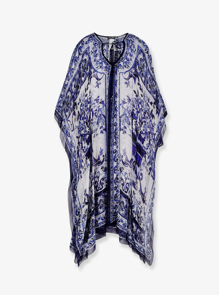 Dolce & Gabbana Kaftano Silk Dress 44 Blu