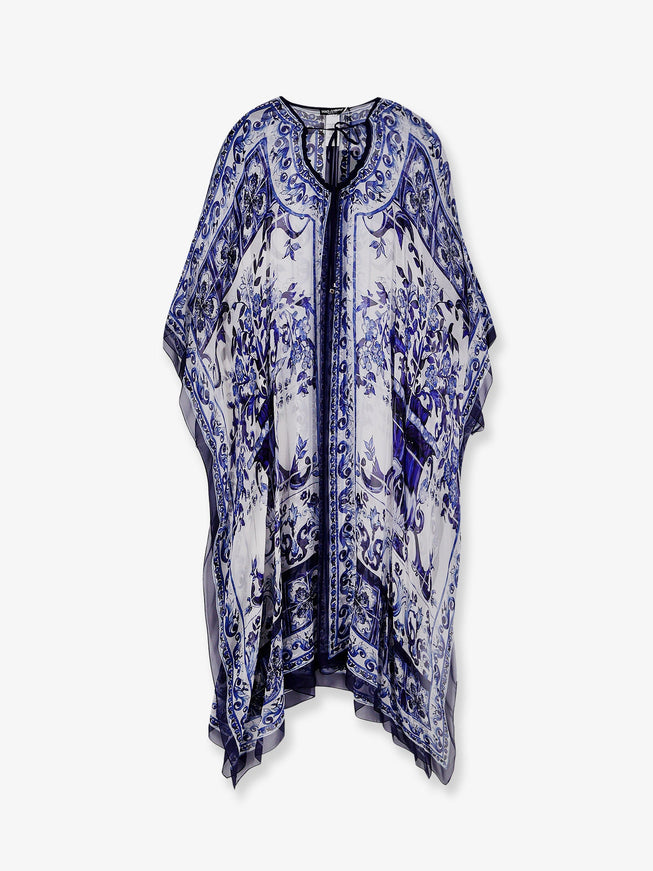 Dolce & Gabbana Kaftano Silk Dress 44 Blu