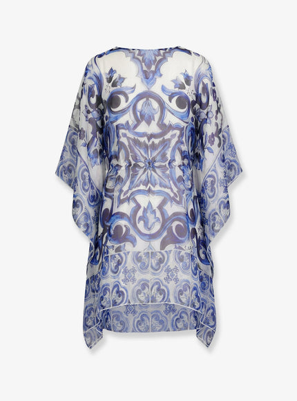 Dolce & Gabbana Chiffon Kaftan With Maiolica Print