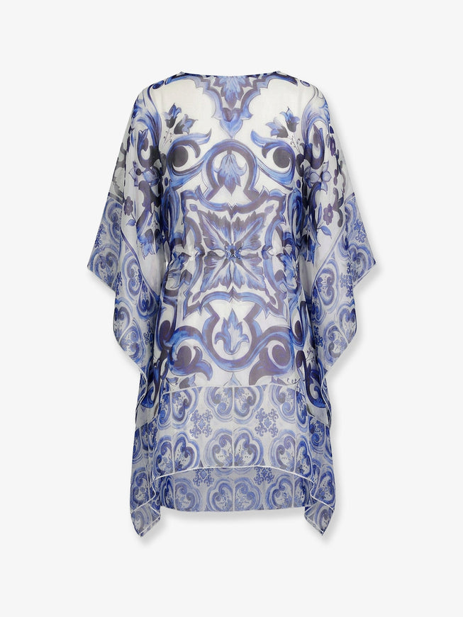 Dolce & Gabbana Chiffon Kaftan With Maiolica Print