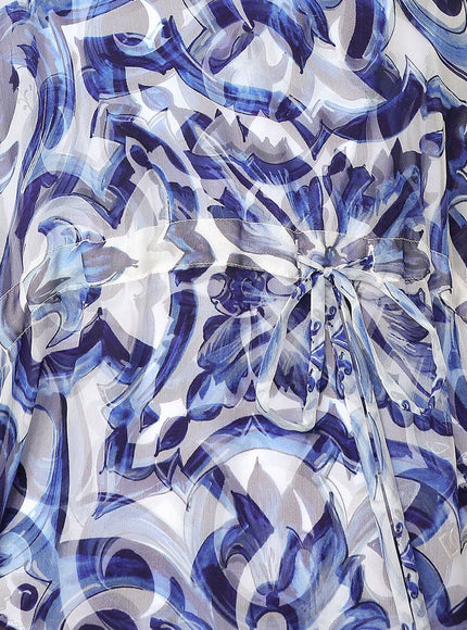 Dolce & Gabbana Chiffon Kaftan With Maiolica Print