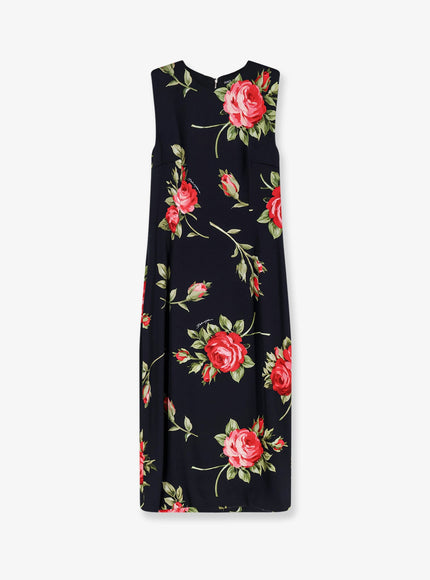 Dolce & Gabbana Viscose Dress With Iconic Print 48 Bouquet Rose Nero