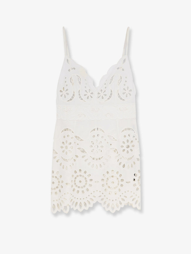 Dolce & Gabbana Poplin Mini Dress With Cut Out Embroidery 42 Bianco