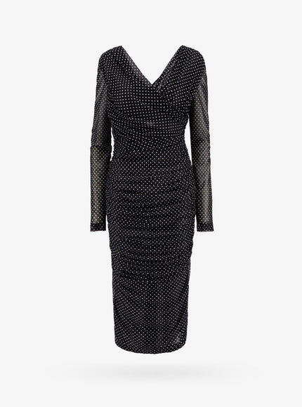 Dolce & Gabbana Polka-Dots Dress With Drapery Nero